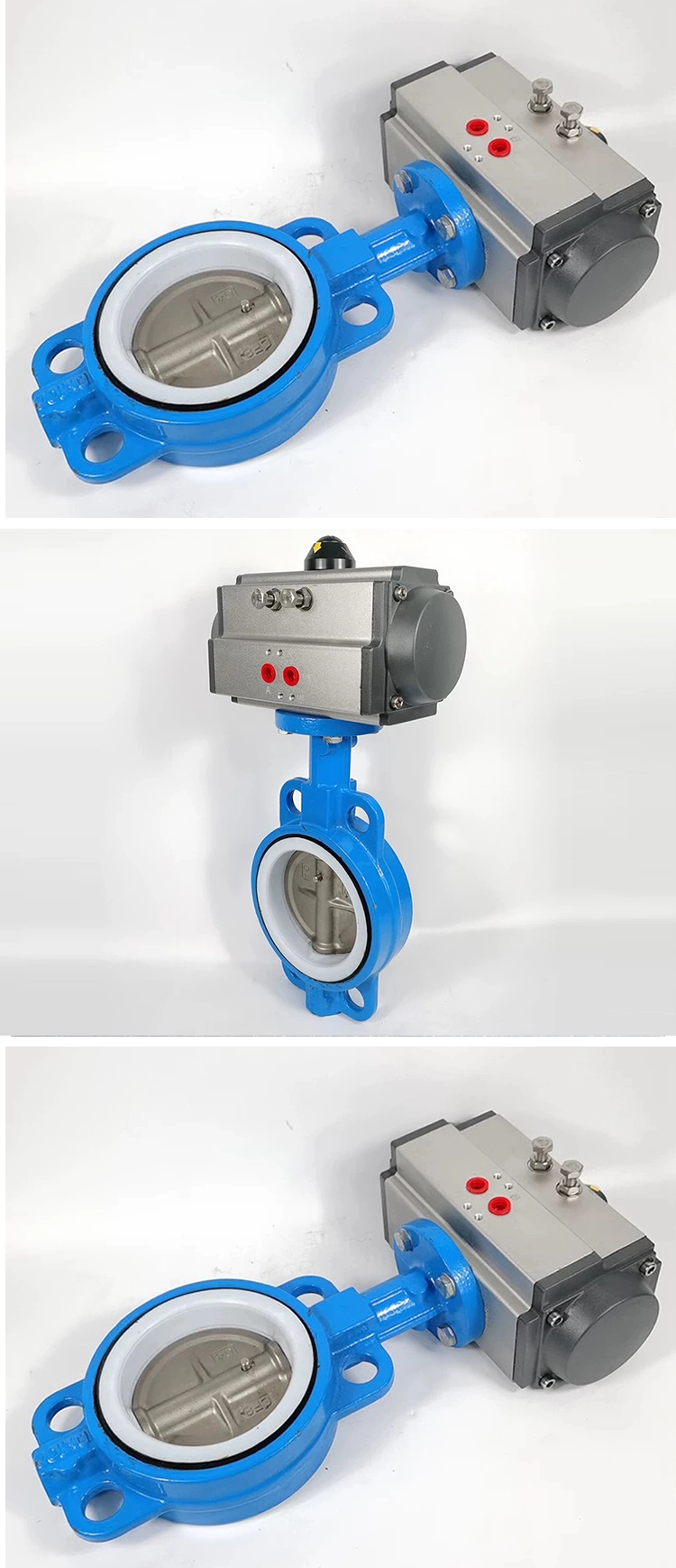 Wcb 304 316 JIS DIN ANSI Handle Manual Center Line Ductile Cast Iron SS304 PTFE Lined Seat Pneumatic Wafer Butterfly Valve